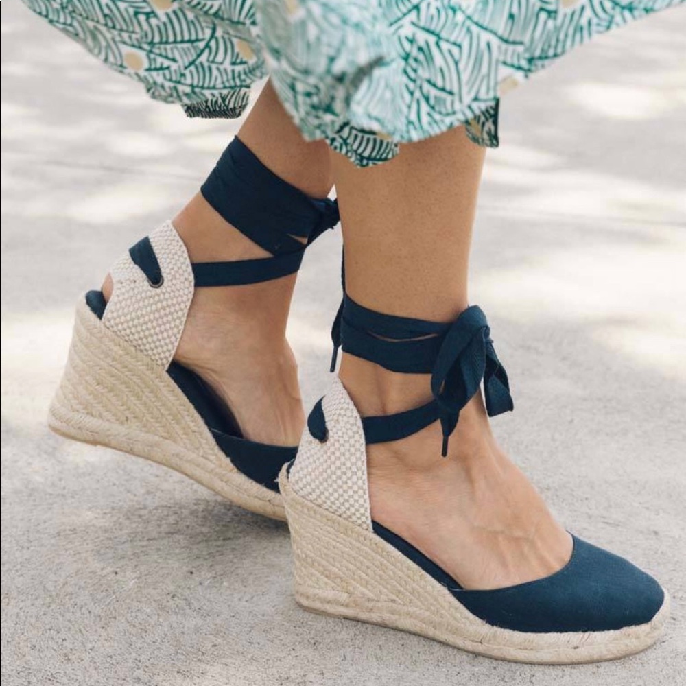 Soludos Classic Tall Wedge Midnight Blue Size 7